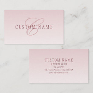 Carte De Visite Lettre élégante & monogramme Rose ombré