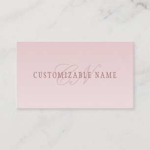 Carte De Visite Lettre élégante & monogramme   Rose ombré