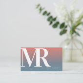 Carte De Visite Lettre épaisse moderne Starry Gradient Coral bleu (Debout devant)