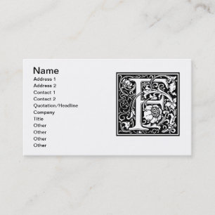 Carte De Visite Lettre F Médiévale Monogramme Art Nouveau
