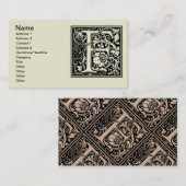 Carte De Visite Lettre F Monogramme médiéval Art Nouveau (Devant / Derrière)
