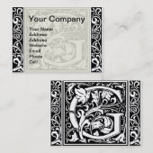 Carte De Visite Lettre G Monogramme médiéval Art Nouveau (Devant / Derrière)