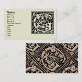 Carte De Visite Lettre G Monogramme médiéval Art Nouveau (Devant / Derrière)