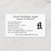 Carte De Visite Lettre gothique "A" Classique Anglais Initiale (Dos)