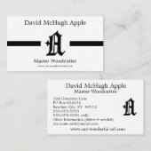 Carte De Visite Lettre gothique "A" Classique Anglais Initiale (Devant / Derrière)