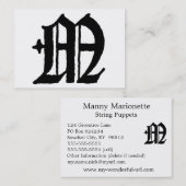 Carte De Visite Lettre gothique "M" Classique Anglais Initiale (Devant / Derrière)