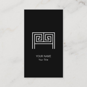 CARTE DE VISITE LETTRE GRECQUE M MONOGRAMME NOIR