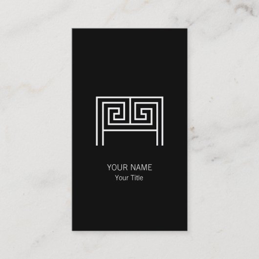CARTE DE VISITE LETTRE GRECQUE M MONOGRAMME NOIR (Devant)