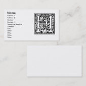 Carte De Visite Lettre H Monogramme médiéval Art Nouveau (Devant / Derrière)