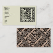 Carte De Visite Lettre H Monogramme médiéval Art Nouveau (Devant / Derrière)