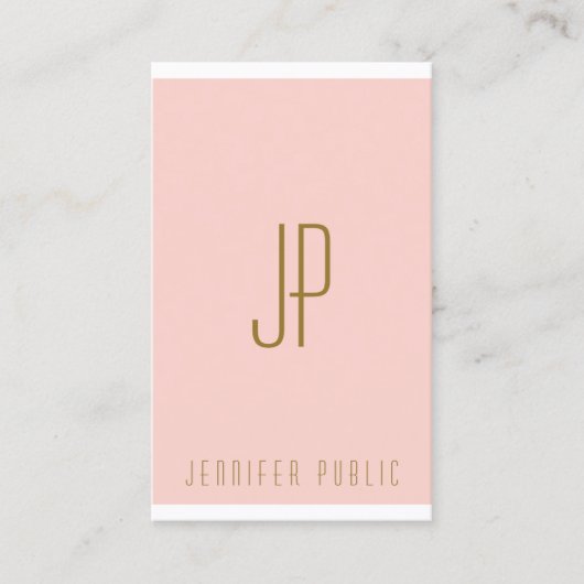Carte De Visite LETTRE INITIALE MONGRAPHIQUE VIDE Pink Gold Vertic (Devant)