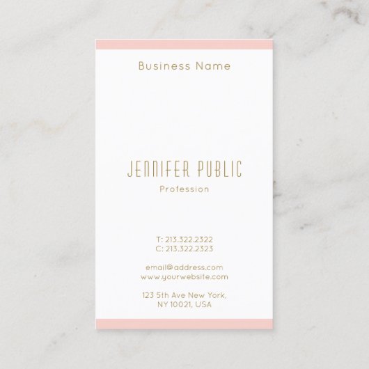 Carte De Visite LETTRE INITIALE MONGRAPHIQUE VIDE Pink Gold Vertic (Dos)