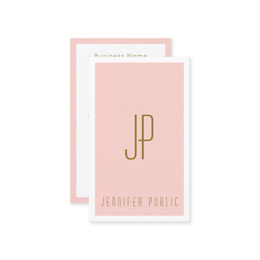CARTE DE VISITE LETTRE INITIALE MONOGRAPHIQUE VERTICALE ROSE VERSE (Devant/Arrière en situation)