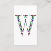 Carte De Visite Lettre initiale W Gemstone Design (Devant)