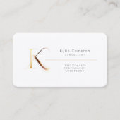 Carte De Visite Lettre K Calligraphie Or/Noir Gradiogramme (Devant)
