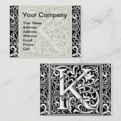 Carte De Visite Lettre K Monogramme médiéval Art Nouveau (Devant / Derrière)