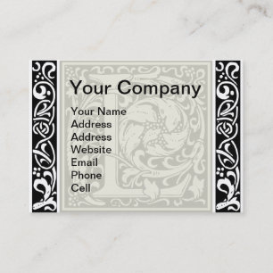 Carte De Visite Lettre L Monogramme Art Nouveau Médiéval