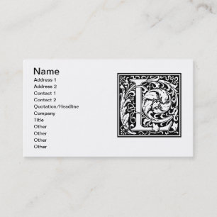 Carte De Visite Lettre L Monogramme Art Nouveau Médiéval