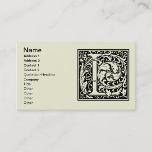 Carte De Visite Lettre L Monogramme Art Nouveau Médiéval