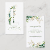 Carte De Visite Lettre L Monogramme Or Verdure Feuille Élégant (Devant / Derrière)