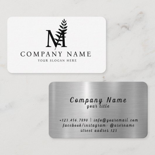 Carte De Visite Lettre M initiale créative Vector Luxe Art (Devant / Derrière)