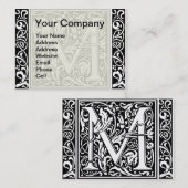 Carte De Visite Lettre M Monogramme médiéval Art Nouveau (Devant / Derrière)