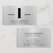 Carte De Visite LETTRE Métal Brossé D'Argent L Maquillage De Cheve (Devant / Derrière)