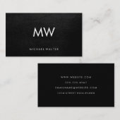 Carte De Visite LETTRE MINIMUM DEUX MONogramme Faux cuir (Devant / Derrière)