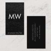 Carte De Visite LETTRE MINIMUM DEUX MONogramme Faux cuir (Devant / Derrière)