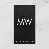 Carte De Visite LETTRE MINIMUM DEUX MONogramme Faux cuir (Devant)