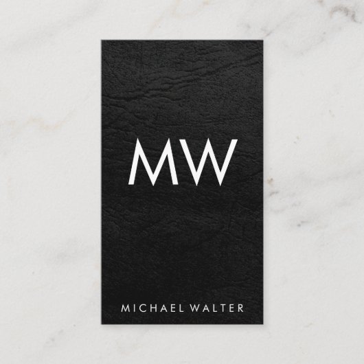 Carte De Visite LETTRE MINIMUM DEUX MONogramme Faux cuir (Devant)