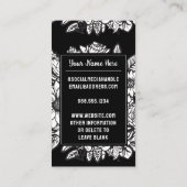 Carte De Visite Lettre monogramme L Fleur florale noire et blanche (Dos)
