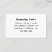 Carte De Visite Lettre monogramme R Simple Floral noir et blanc (Dos)