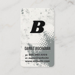 Carte De Visite Lettre Monogramme Texture Gris Blanc