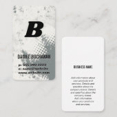 Carte De Visite Lettre Monogramme | Texture Gris Blanc (Devant / Derrière)