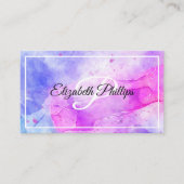 Carte De Visite LETTRE MONOGRAPHIQUE Bleu Violet Aquarelle (Devant)