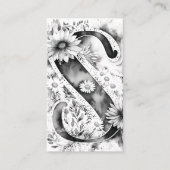 Carte De Visite LETTRE MONOMOMOBILE S Élégante Aquarelle Florale (Devant)