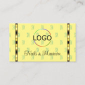 Carte De Visite LETTRE Motif Yellow Sage Vert clair avec Logo (Devant)