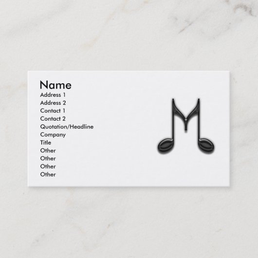 Carte De Visite Lettre musicale de "M" (Devant)