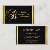 Carte De Visite Lettre noire 'B d'or décoré d'un monogramme (Devant / Derrière)