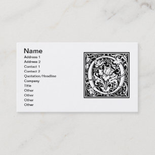Carte De Visite Lettre O Monogramme Art Nouveau Médiéval