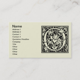 Carte De Visite Lettre O Monogramme Art Nouveau Médiéval