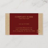 Carte De Visite Lettre or fantaisie D Monogramme sur rouge et cart (Dos)