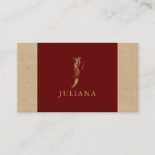 Carte De Visite Lettre or fantaisie J Monogramme sur rouge et cart (Devant)