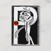 Carte De Visite LETTRE P MONOGRAM ANTIQUE FIGURE Rouge Noir Blanc (Dos)