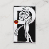 Carte De Visite LETTRE P MONOGRAM ANTIQUE FIGURE Rouge Noir Blanc (Dos)