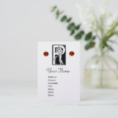 Carte De Visite LETTRE P MONOGRAM, RUBY ROUGE, perle blanche noire (Debout devant)