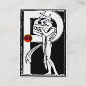 Carte De Visite LETTRE P MONOGRAM, RUBY ROUGE, perle blanche noire (Dos)