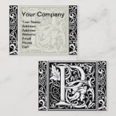 Carte De Visite Lettre P Monogramme médiéval Art Nouveau (Devant / Derrière)