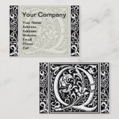 Carte De Visite Lettre Q Monogramme médiéval Art Nouveau (Devant / Derrière)